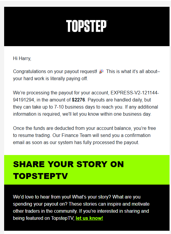 Topstep Express payout