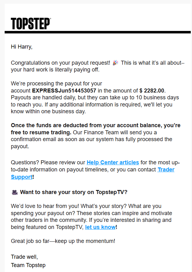 Topstep Express payout